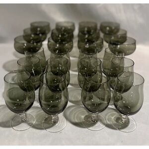 Sasaki Crystal Smoke Coronation Bar Glass Set of 24, Champagne Dessert Cordial